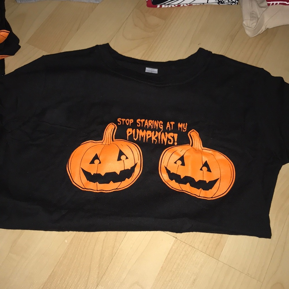 Stop staring at my pumpkin shirt